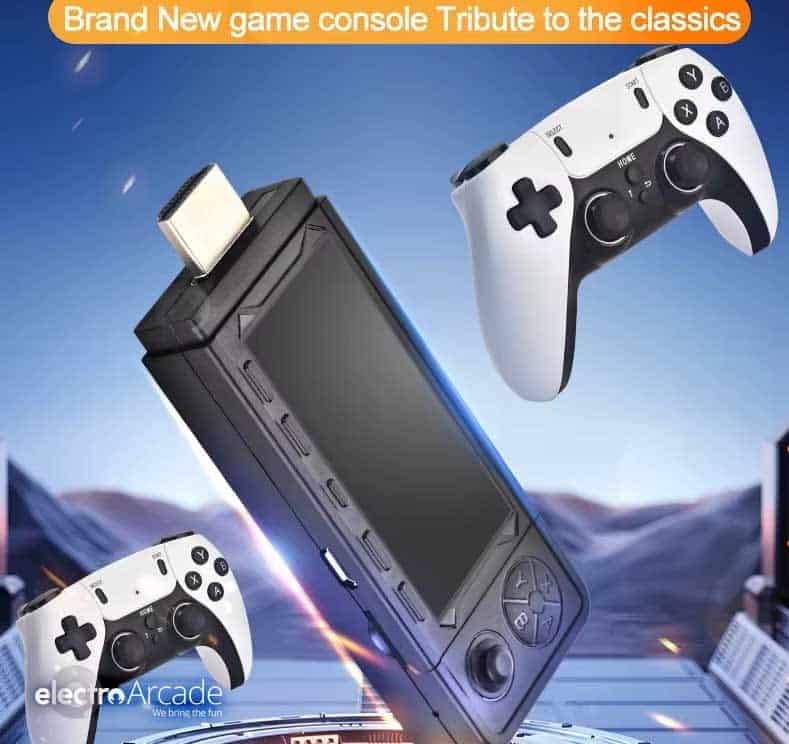 Super Console Retro Games Stick HDMI X3 7 Retro gaming console with HDMI output and classic game support.