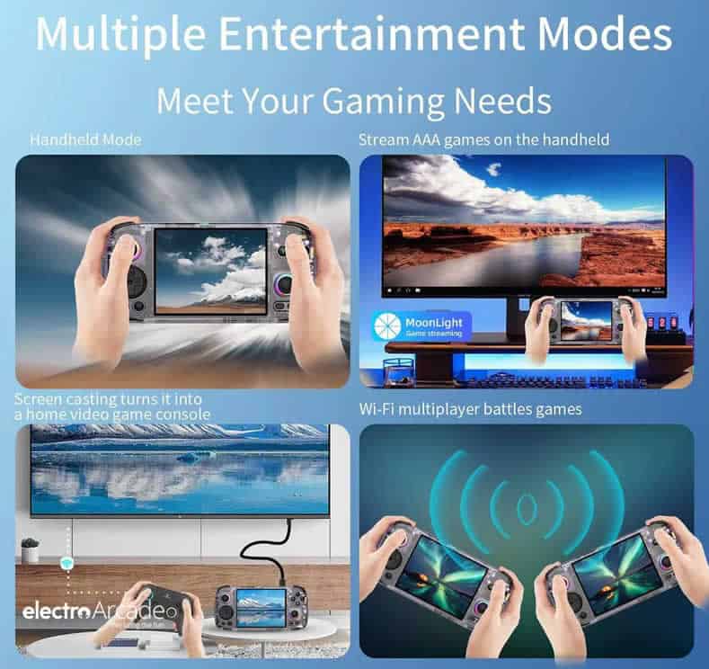 Anbernic RG 406H 4" IPS touch screen Android handheld 5 Portable Android gaming device with 4" IPS touchscreen and multiple modes.