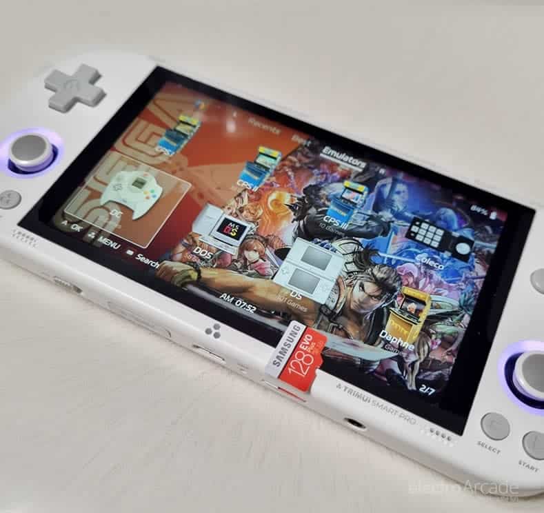 Trimui Smart Pro Crossmix Custom OS setup -upgrade card 4 Game console displaying custom OS setup screen for Crossmix upgrade card.