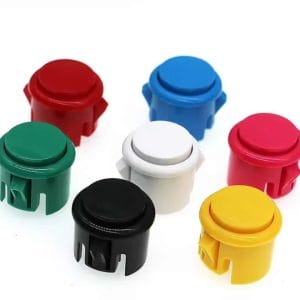 Colorful 30mm Baolian arcade buttons for gaming machines.