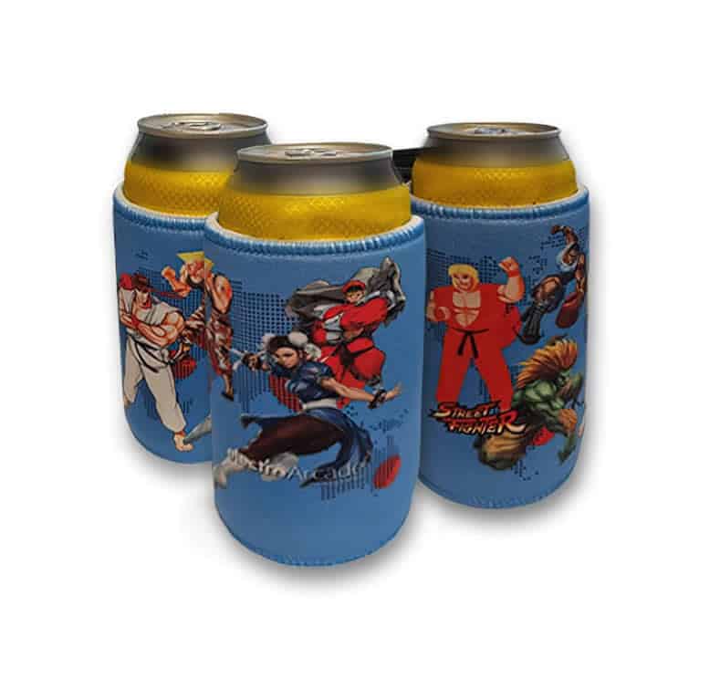 Retro Gaming Stubby Coolers 1 Colorful retro gaming character can coolers for drinks.