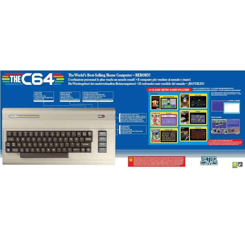 The Commodore C64 Maxi 5 Retro arcade gaming console with classic games included.