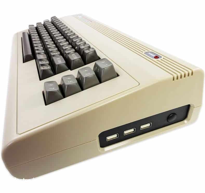 The Commodore C64 Maxi 2 Vintage Commodore C64 Maxi retro gaming console with keyboard and ports.