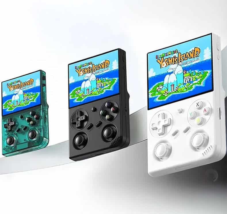 Anbernic RG35XX Pro 3.5" IPS dual analog stick handheld - console 1 Compact Anbernic RG35XX Pro gaming device with 3.5-inch IPS screen and dual analog controls.